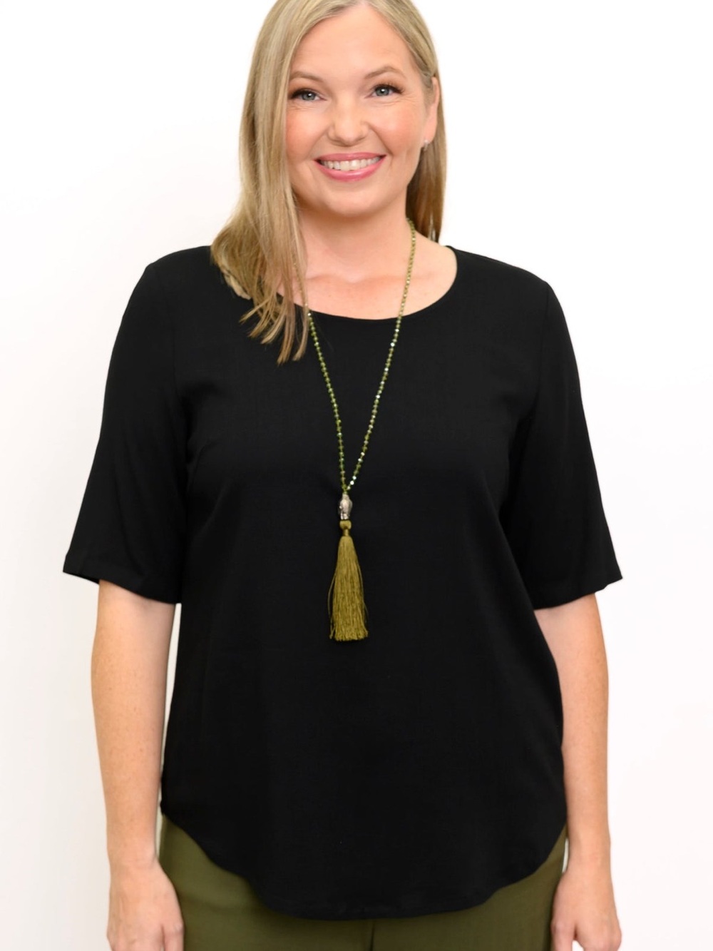 Blue Sky Clothing "Liza" Linen Bamboo Top Size L Black